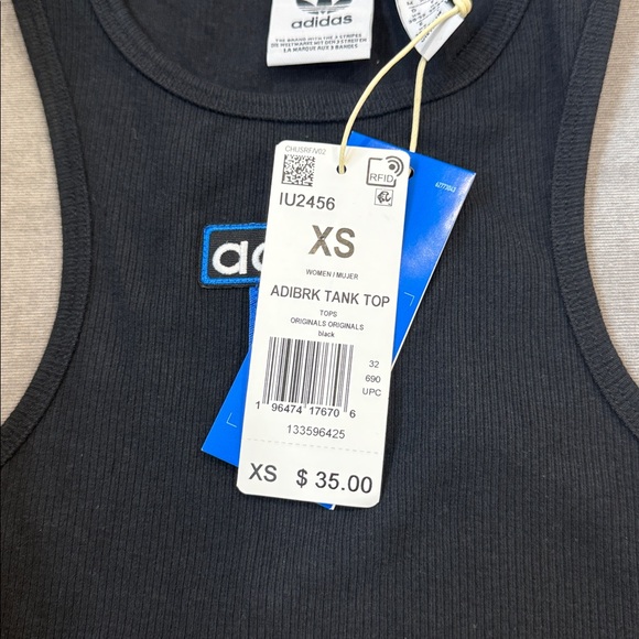 Adidas Black and Blue Logo Crop Racerback Top - Picture 8 of 10